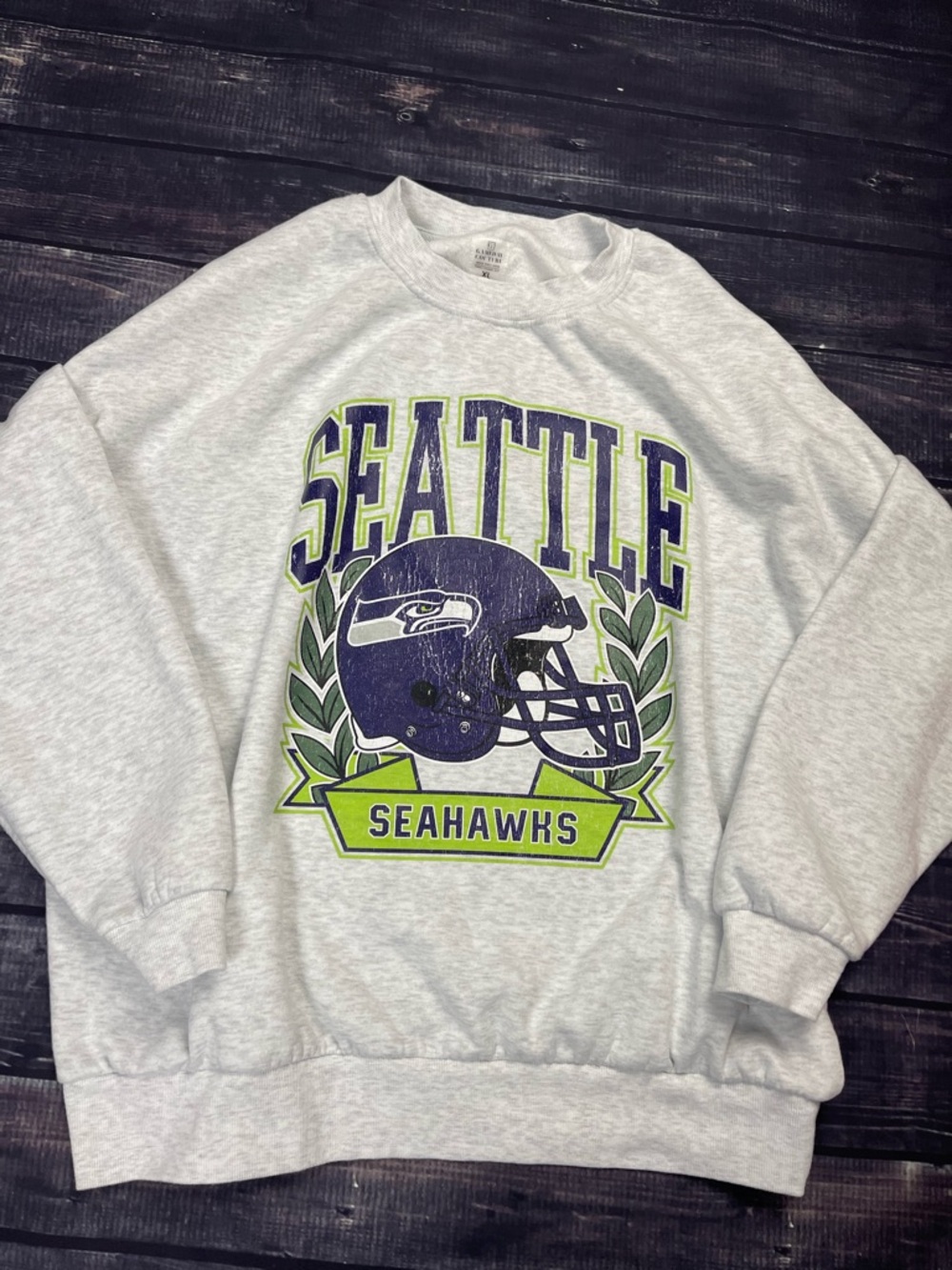 Seattle Seahawks Grey Graphic Crewneck Sweatshirt - NFL Team Design